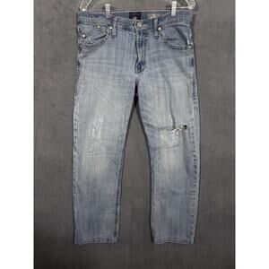 HOT Men's ROCK REPUBLIC Neal Jeans 34x32 STRAIGHT Leg Y2K Denim Blue Embroidered